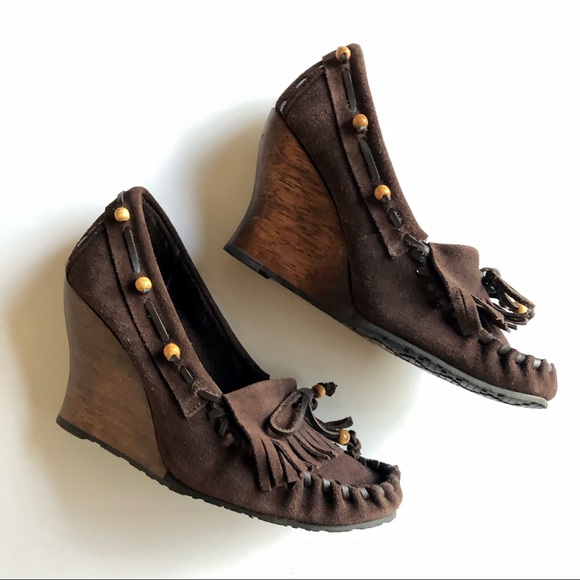 Sam Edelman Angelina Suede Moccasins Wedges 7.5 - Picture 2 of 7